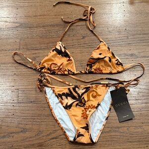 Gucci Floral Orange and Brown Bikini